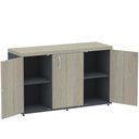 Ver imagem 3 de Armário Baixo Credenza PE40 Pandin 121,50 cm (largura) MDP Nogueira CasaBlanca e Grafito Três