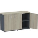 Ver imagem 2 de Armário Baixo Credenza PE40 Pandin 121,50 cm (largura) MDP Nogueira CasaBlanca e Grafito Três
