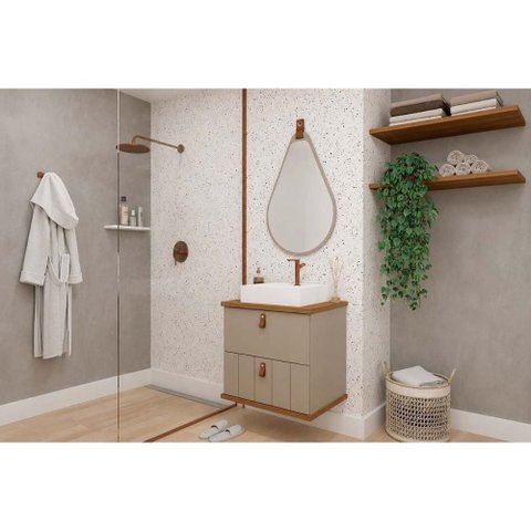 Conjunto Banheiro c/Espelho Milano/Gota 60cm Cappuccino MGM