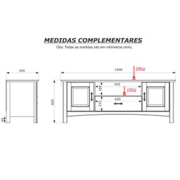Rack para Tv 60 Polegadas 2 Portas 100% Madeira Maciça Bella Carvalho Fosco - 5