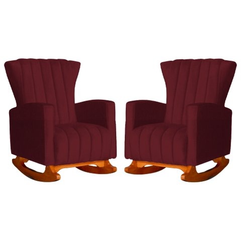 Kit 2 Poltrona Decorativa Melinda Balanço Suede Bordo - Fm