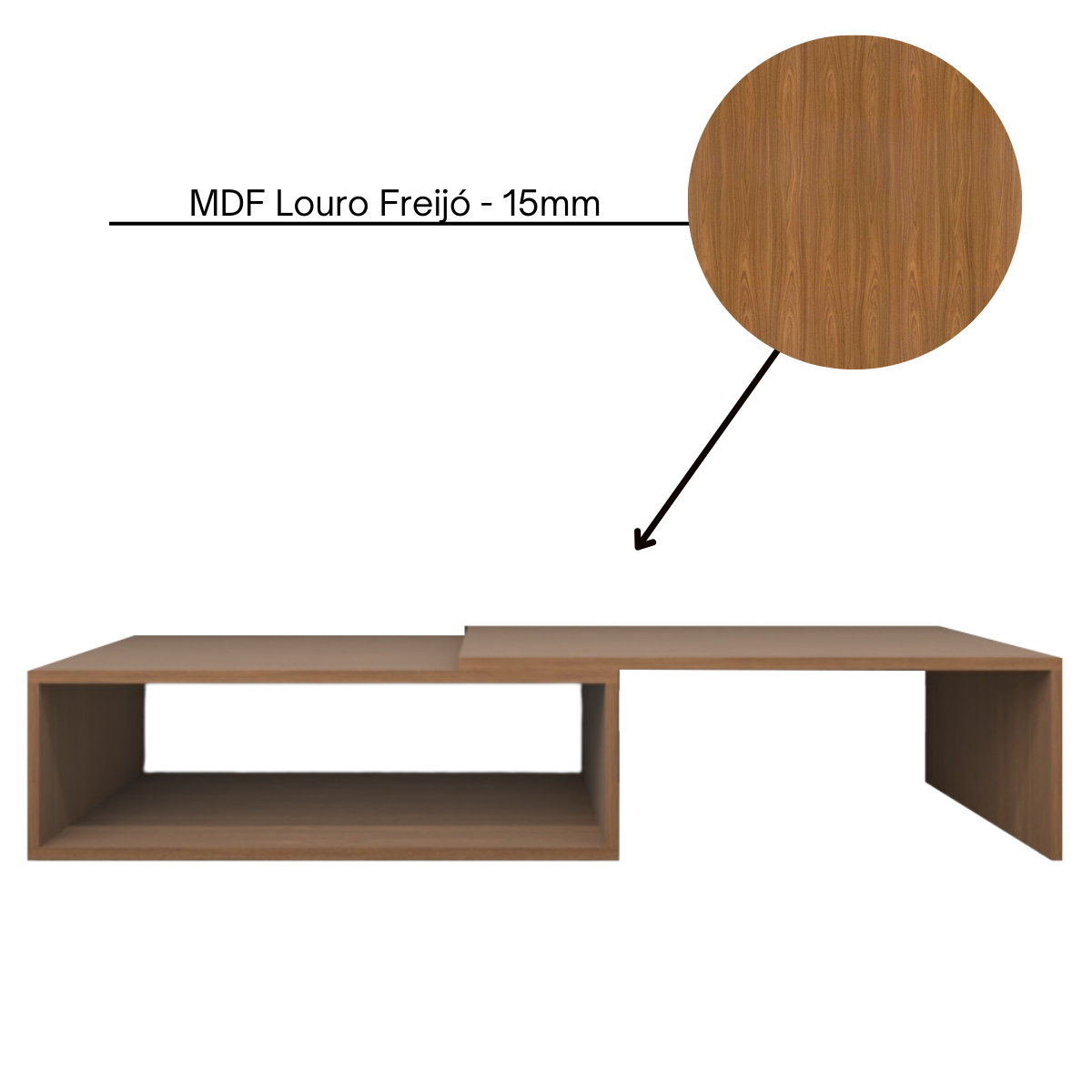 Mesa de Centro para de Sala Estar Retangular Moderna Mdf Plancasa:louro Freijó - 6