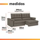 Ver imagem 3 de Sofá Retrátil e Reclinável 5 Lugares 2,90m Monique Castor