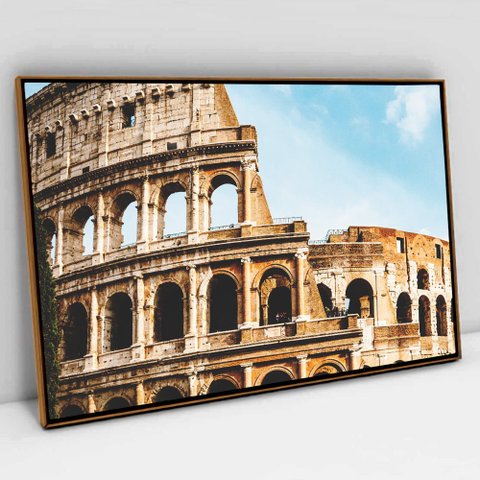 Quadro Decorativo em Canvas Coliseu Roma Itália TACOLADO PAPEL DE PAREDE Moldura Flutuante 4,5cm Fre