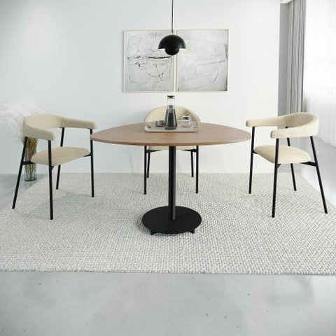Conjunto 4 Cadeiras de Jantar Joy Tecido Boucle Est.Preta