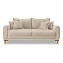 Ver imagem 1 de Sofá Living 3 Lugares Bouclê Bege 2.20m Pés em Madeira Bz Home Decor