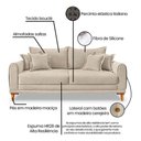 Ver imagem 7 de Sofá Living 3 Lugares Bouclê Bege 2.20m Pés em Madeira Bz Home Decor