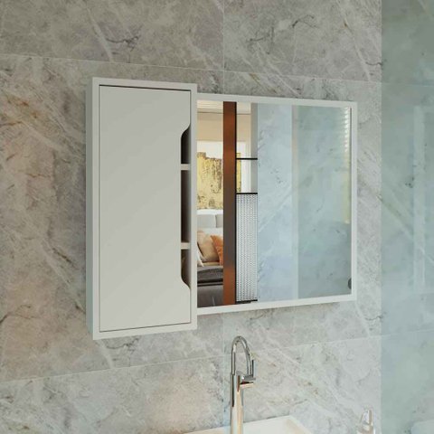Espelheira para Banheiro 80cm Bn3645 Tecnomobili 2023 Móvel na Caixa Branco