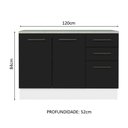 Ver imagem 3 de Balcão de Pia Cozinha 2 Portas e 3 Gavetas (Com Tampo) Branco/Preto Agata Madesa