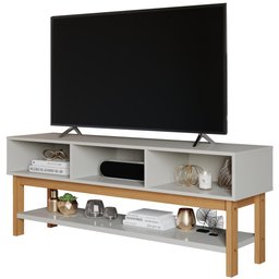 Rack para Tv Sala Quarto Home Balcão Bancada Mdf 135cm Branco Off White Nature Tóquio Permobili - 5