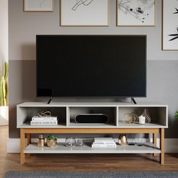 Rack para Tv Sala Quarto Home Balcão Bancada Mdf 135cm Branco Off White Nature Tóquio Permobili - 2