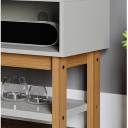 Rack para Tv Sala Quarto Home Balcão Bancada Mdf 135cm Branco Off White Nature Tóquio Permobili - 3