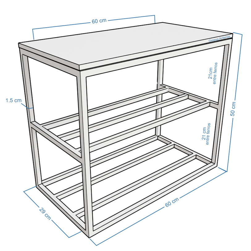 Banco Sapateira Reforçado para Hall e Closets 30x60cm - 2