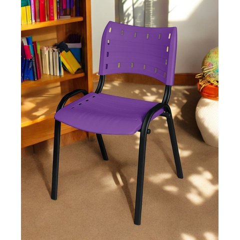 Cadeira Iso Base Preto Igreja, Escola, Escritório - Violeta Kit 7 Peças