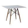 Mesa de Jantar Quadrada Eames Eiffel 90cm Branca Base Madeira - 2