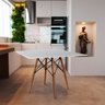 Mesa de Jantar Quadrada Eames Eiffel 90cm Branca Base Madeira - 1