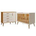 Ver imagem 2 de Jogo de Quarto Infantil Isis Cômoda 1 Porta e Berço Areia/savana Pés Retrô P/ Quarto de Bebê Reller