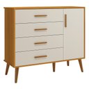 Ver imagem 3 de Jogo de Quarto Infantil Isis Cômoda 1 Porta e Berço Areia/savana Pés Retrô P/ Quarto de Bebê Reller