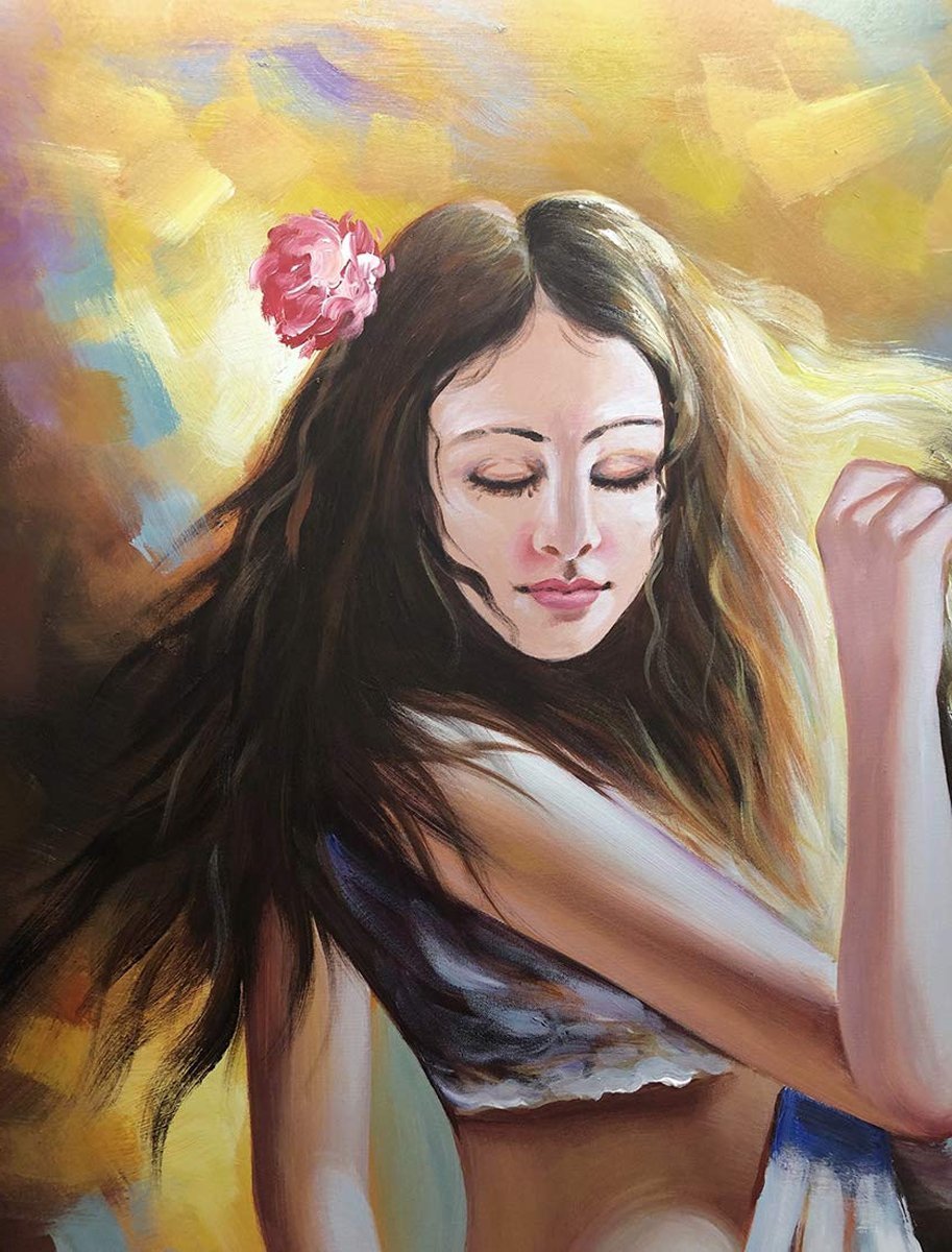 Quadro Pintura Tela garota óleo linda dança Decorativo 5228: 120cm (A) x 180cm (L) - 3