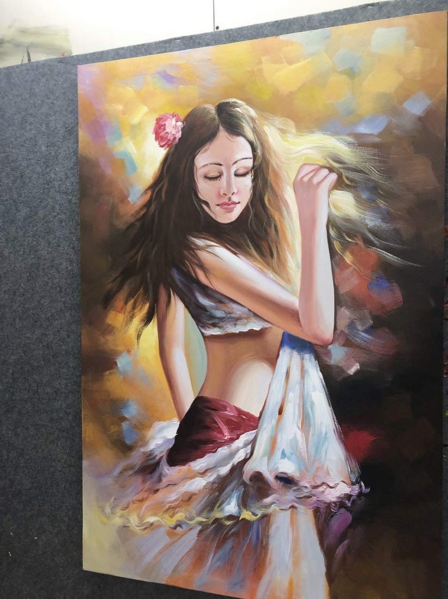 Quadro Pintura Tela garota óleo linda dança Decorativo 5228: 120cm (A) x 180cm (L) - 5