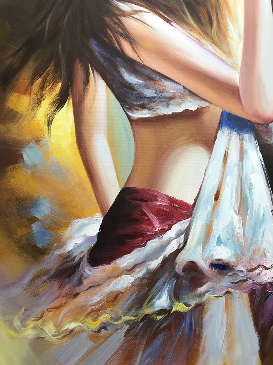 Quadro Pintura Tela garota óleo linda dança Decorativo 5228: 120cm (A) x 180cm (L) - 4
