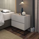 Ver imagem 1 de Mesa de Cabeceira para Quarto Moderna Eros 45cm Estilo Industrial Base de Ferro Preto:off White Bril