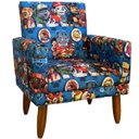 Ver imagem 1 de Poltrona Decorativa Infantil Para Quarto Sala De Brinquedos Suede Estampa Cachorros Pé Castanho