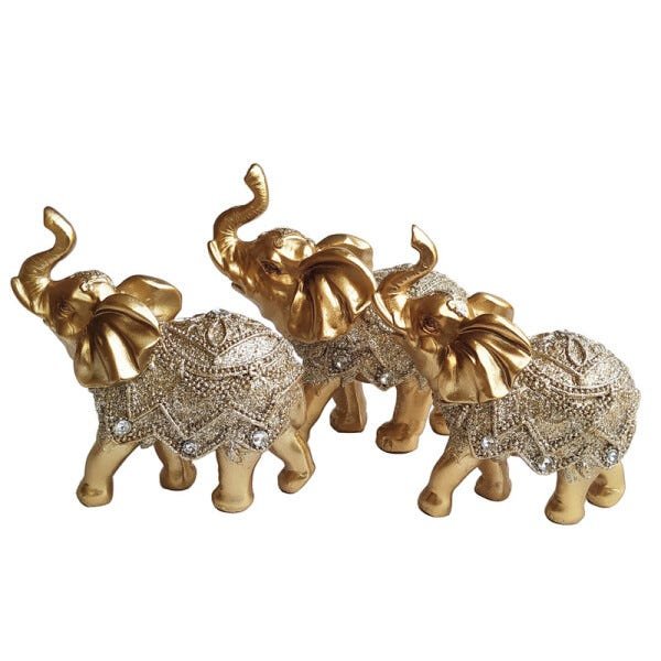 Trio Elefantes Decorativo Resina Indiano Sabedoria Sorte decoração estatueta Top