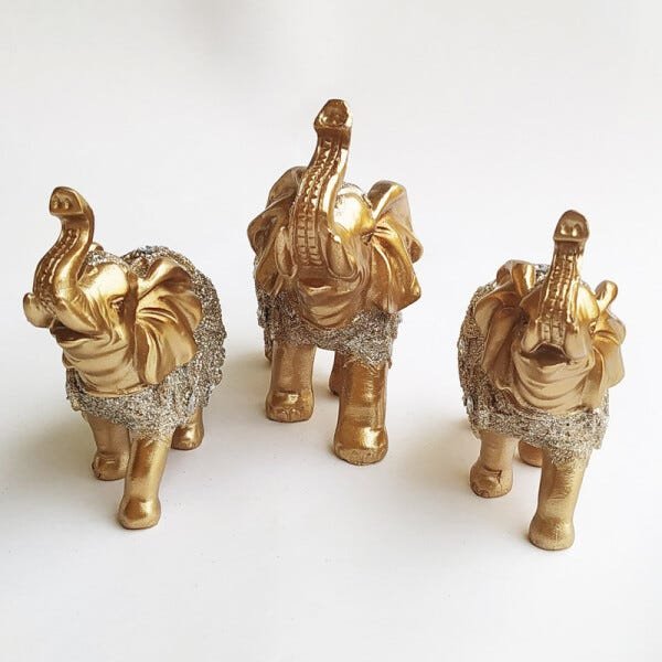 Trio Elefantes Decorativo Resina Indiano Sabedoria Sorte decoração estatueta Top - 3