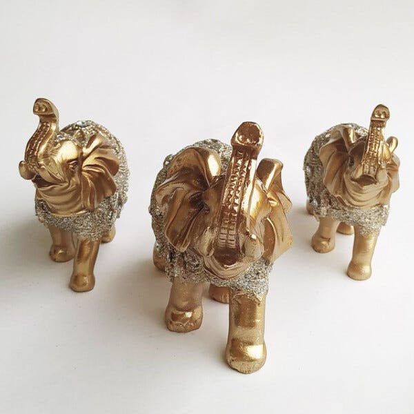 Trio Elefantes Decorativo Resina Indiano Sabedoria Sorte decoração estatueta Top - 5