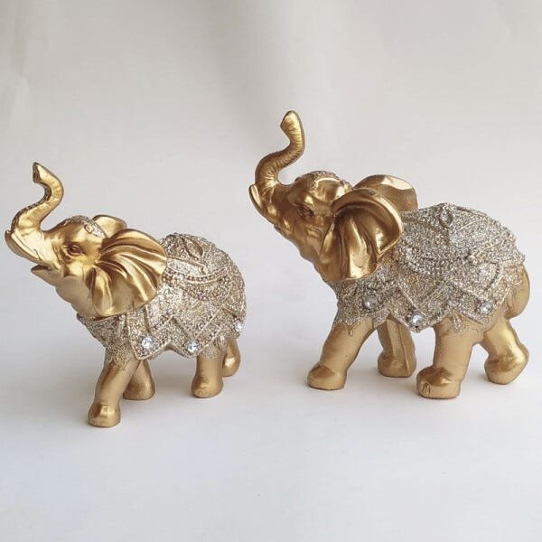 par Elefante Decorativo Em Resina Indiano Sabedoria Sorte decoração estatueta Top - 3