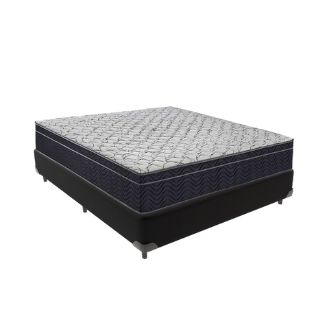 Cama Box Bipartido Casal Preto e Colchão Airtech 150 D45 Ortobom
