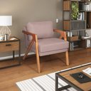 Ver imagem 6 de Kit 02 Poltronas Decorativas Mona Base Madeira Linho Rosê
