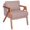 Ver imagem 5 de Kit 02 Poltronas Decorativas Mona Base Madeira Linho Rosê