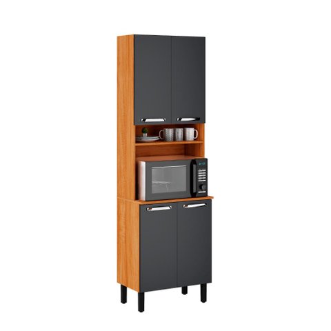 Paneleiro Itatiaia em Madeira Cinamomo e Grafite 4 Portas Vegas