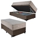 Ver imagem 1 de Cama Box Baú Suede Solteiro + Colchão Sereneprime Molas Ensacadas 88x188x69 Marrom