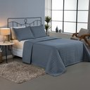 Ver imagem 2 de Kit Cobre Leito Colcha Bellini Queen Dupla Face Percal 300 Fios Textura Matelassê 3 Peças - Azul