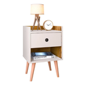 Ver imagem 3 de Kit Mesa de Cabeceira Moderna Quarto c/ Nicho -Decore- - Off White/Nature