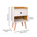 Ver imagem 4 de Kit Mesa de Cabeceira Moderna Quarto c/ Nicho -Decore- - Off White/Nature