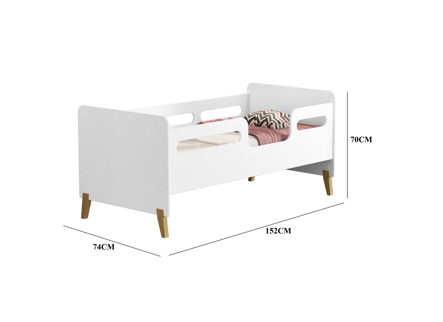 Cama Infantil Mini Cama Cecília Montessoriana Pes de Madeira com Colchão Incluso:rosa - 5