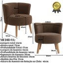 Ver imagem 2 de Kit 2 Poltronas para Sala Pequena Base em Madeira Suporta 120 Kg Tecido Veludo Premium