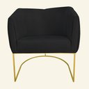 Ver imagem 2 de Kit 04 Poltronas Julia Base Metálica Dourado Suede Preto - D'Classe Decor