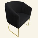 Ver imagem 3 de Kit 04 Poltronas Julia Base Metálica Dourado Suede Preto - D'Classe Decor