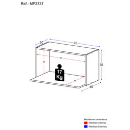 Armário de Cozinha Nicho para Microondas 70 Cm Veneza Gw Multimóveis Mp3737 Branco - 4