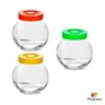 Potes de Vidro Para Tempero 3 Peças Tampa Colorida - 1