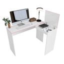 Ver mais imagens de Escrivaninha em L Mesa de Canto para Escritório Multifuncional - Jm3 Móveis:branco/rosa