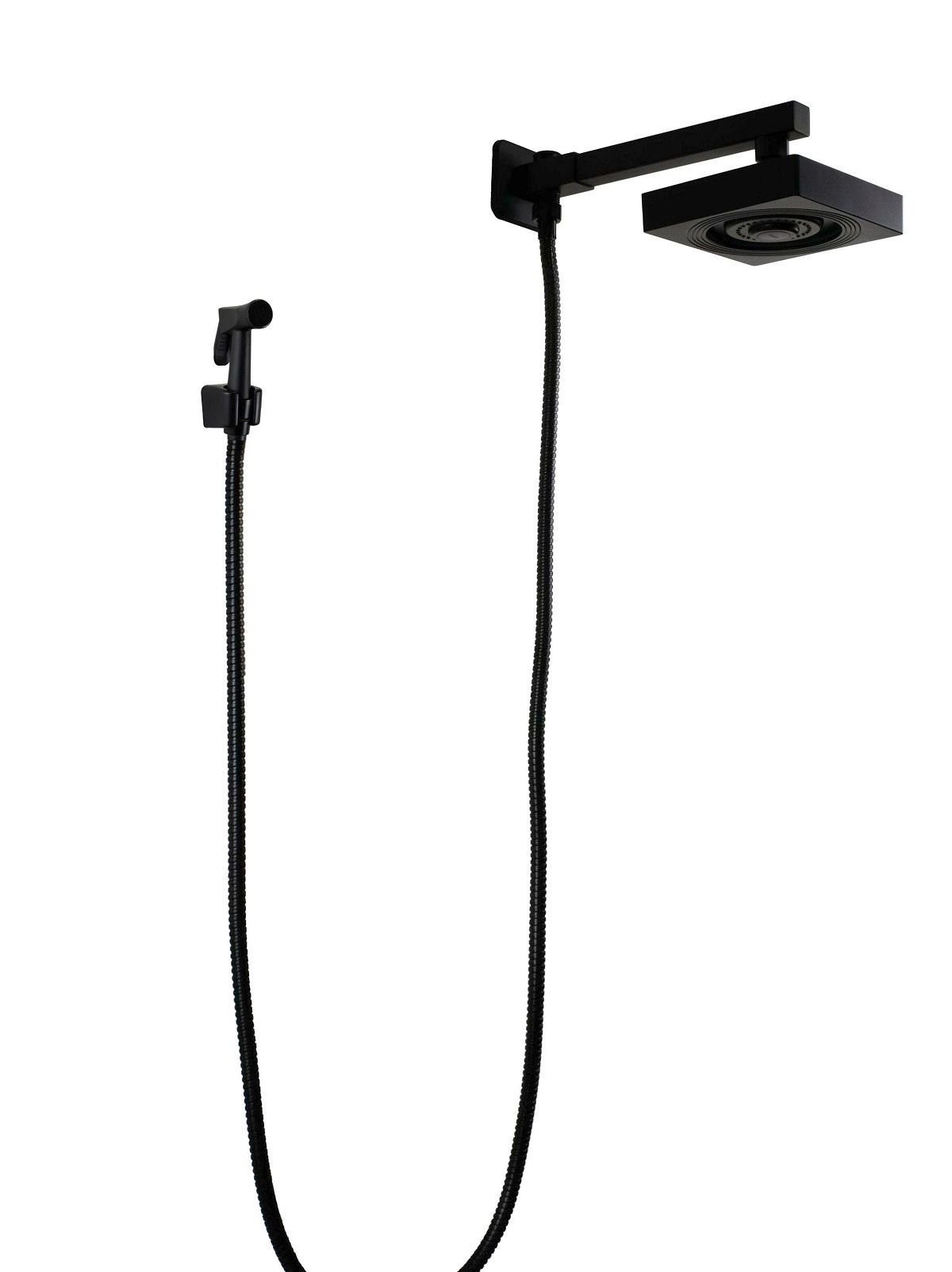 Ducha Chuveiro Preto Autolimpante em Abs com Chuveirinho Metal - 2