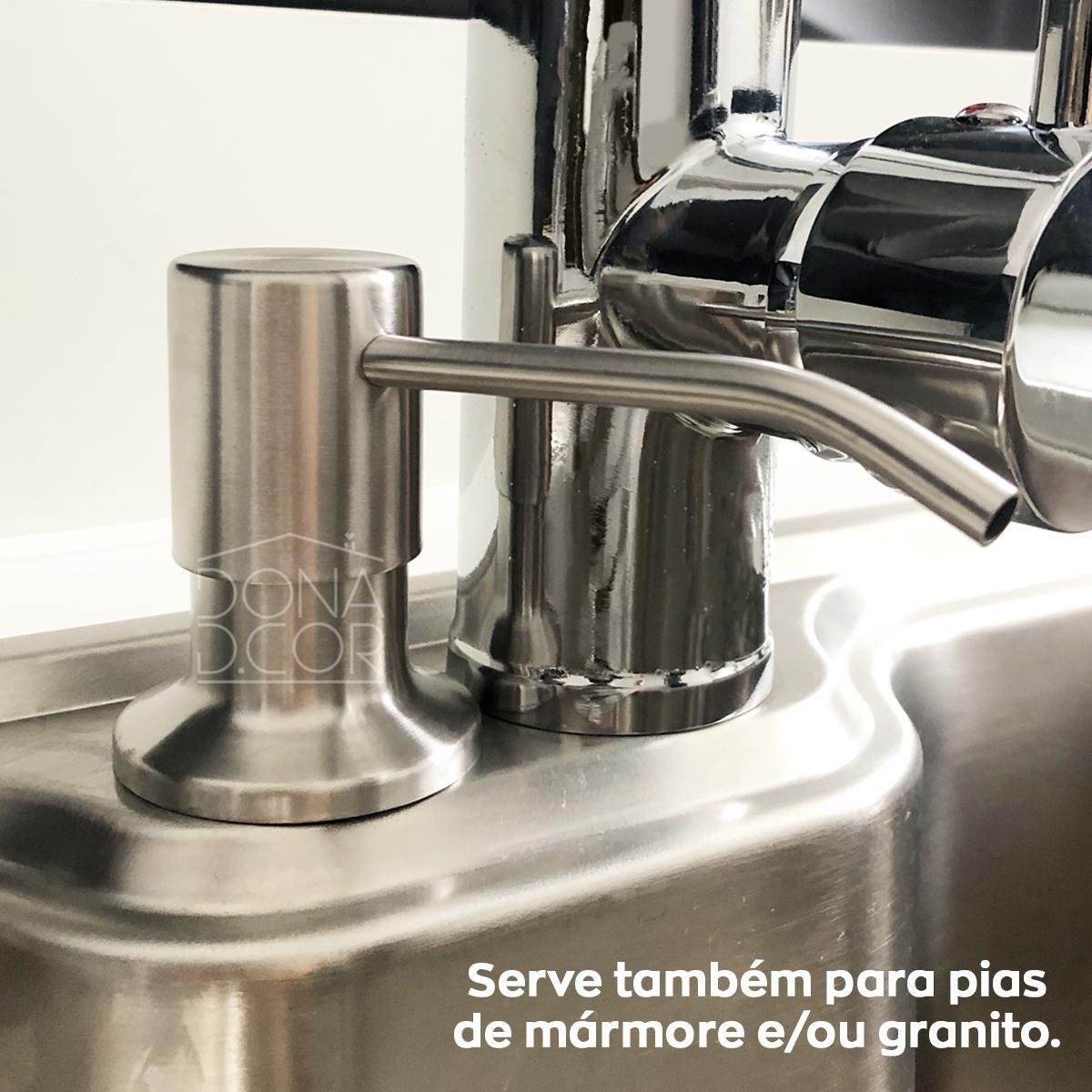 Porta Detergente Dispenser de Embutir Inox Escovado 500ml - 3