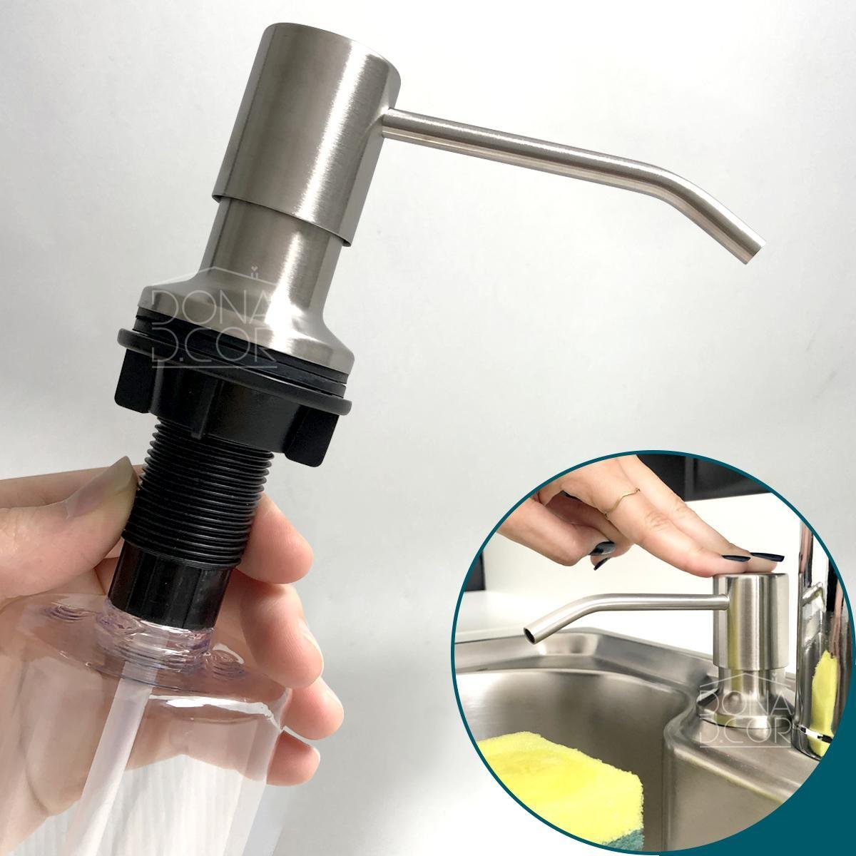 Porta Detergente Dispenser de Embutir Inox Escovado 500ml - 5