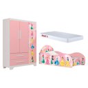 Ver imagem 2 de Jogo Quarto Infantil Carro Rosa com Cama Guarda Roupa e Colchão Menina Criança Completo MDF